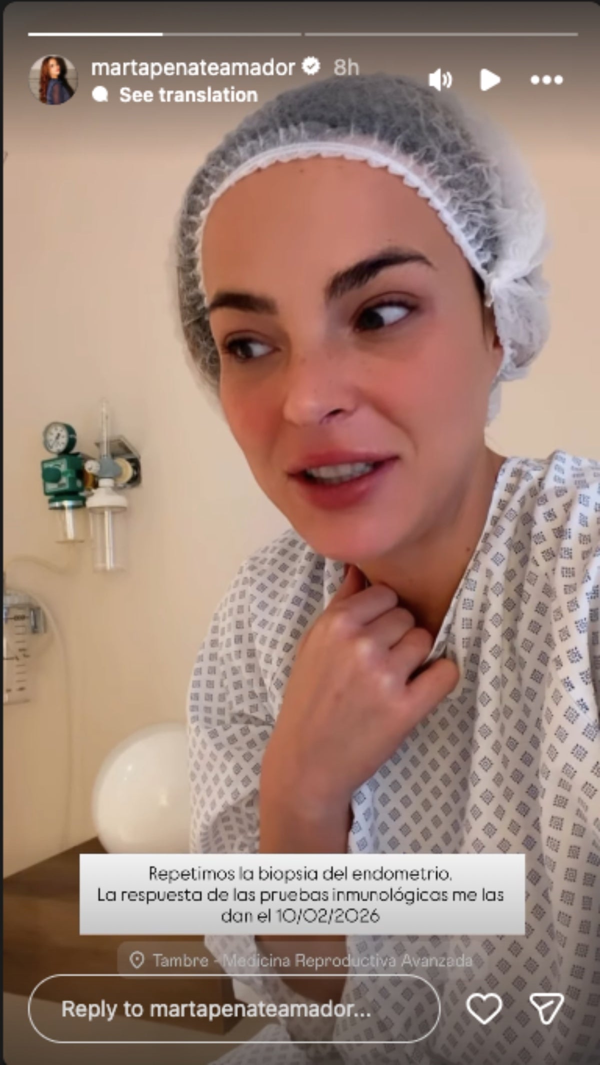 Marta Peñate passa per quiròfan per repetir-se la biòpsia de l'endometri | Instagram