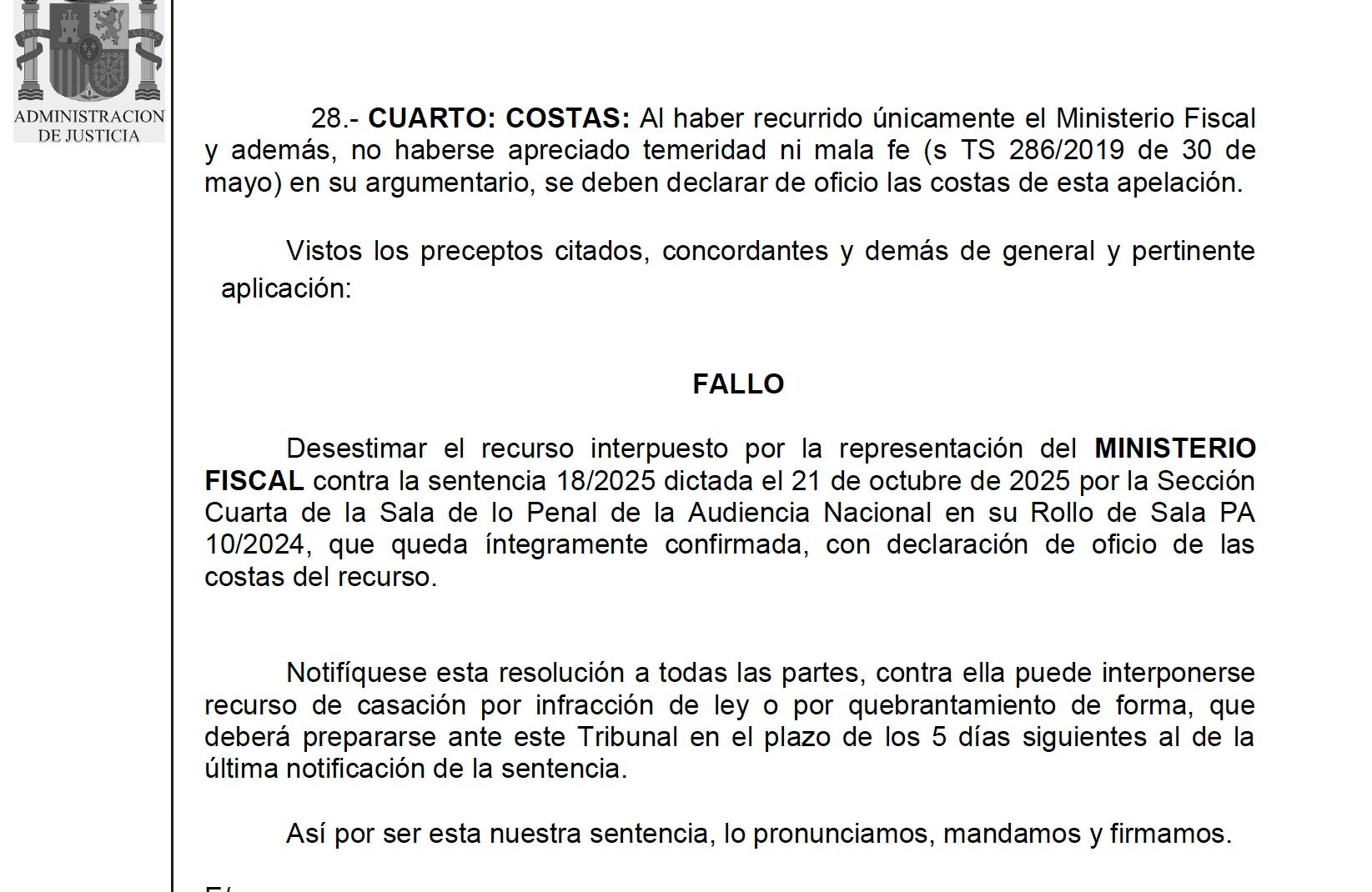 El veredicto que razona la absolución de Villarejo/QS