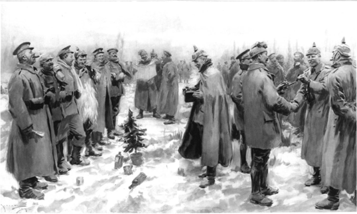 Il·lustració publicada a The Illustrated London News el 9 de gener de 1915 que representa la treva de Nadal de 1914