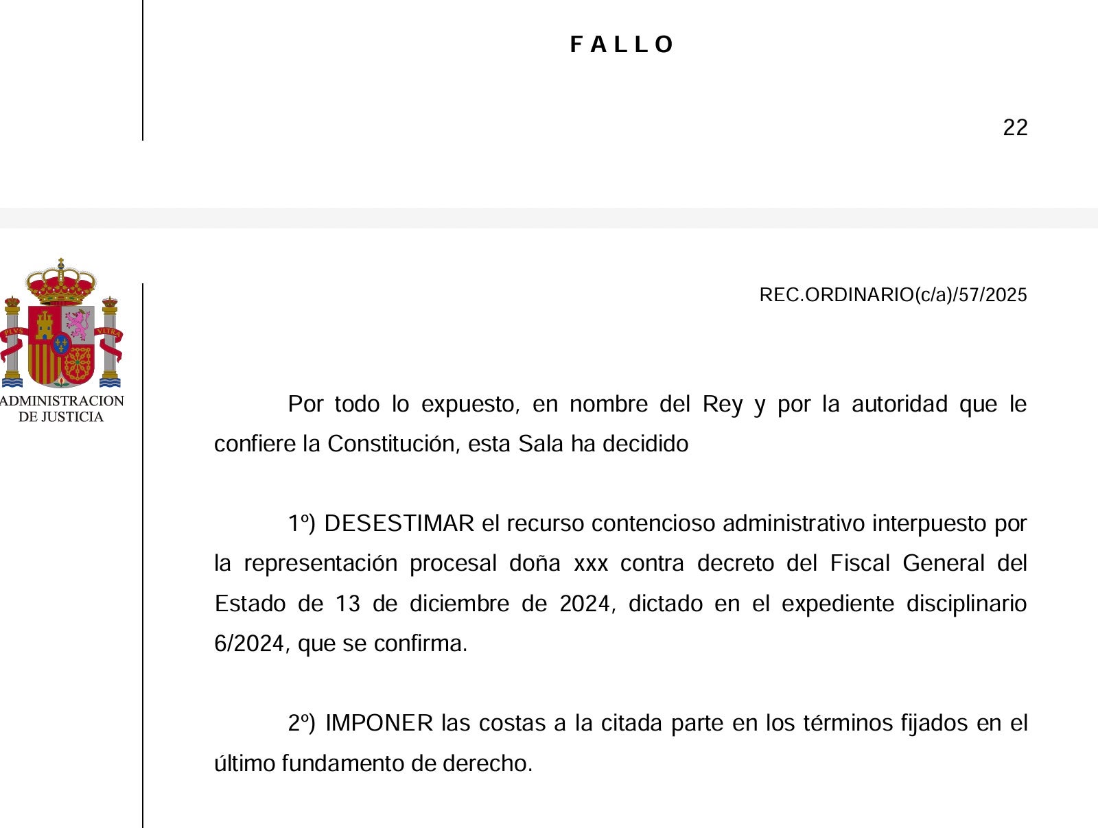 El veredicto de la sentencia del Supremo sobre la revelación de una sentencia a un diario/QS