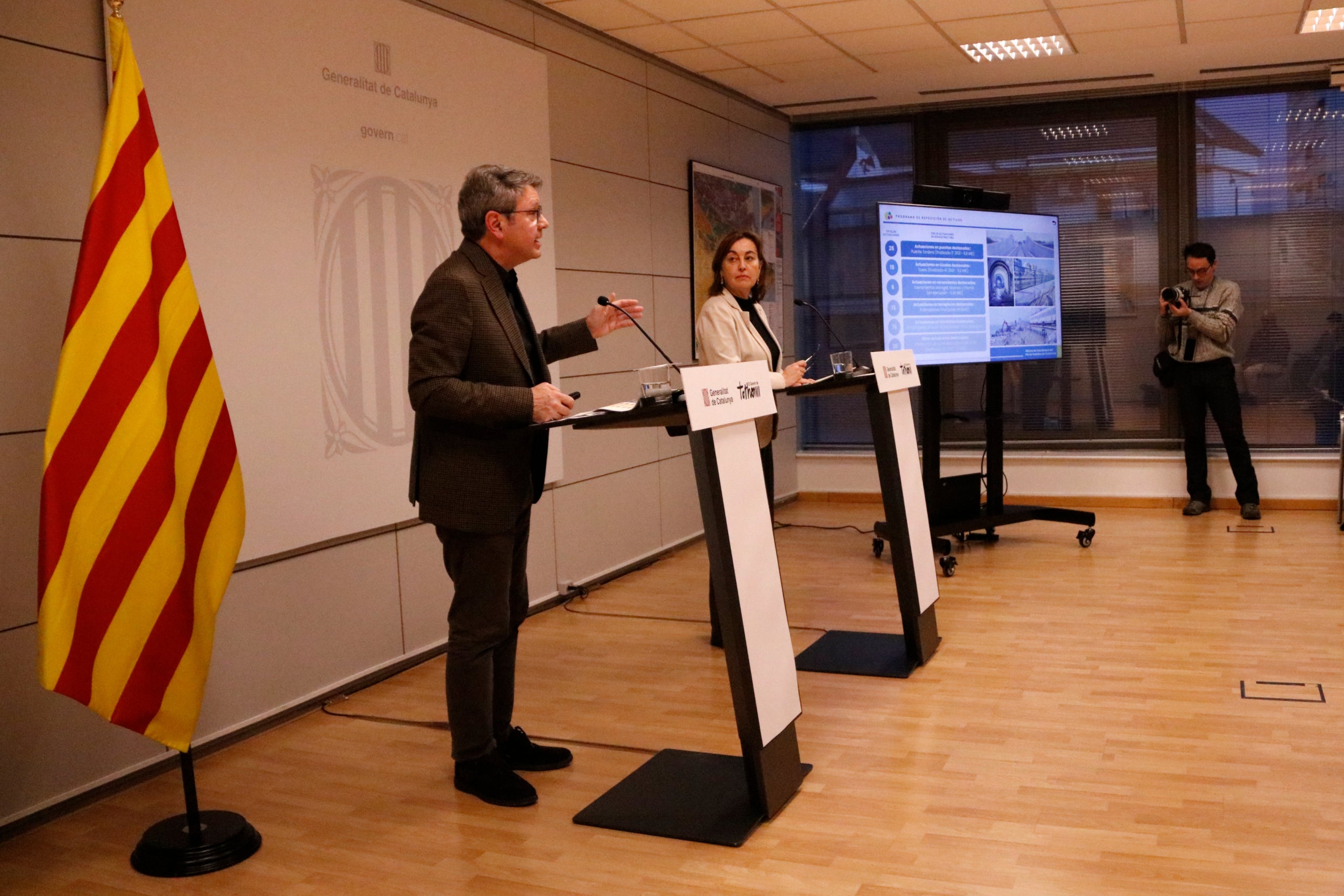 Roda de premsa amb el secretari José Antonio Santano i la consellera Sílvia Paneque | Blanca Blay (ACN)