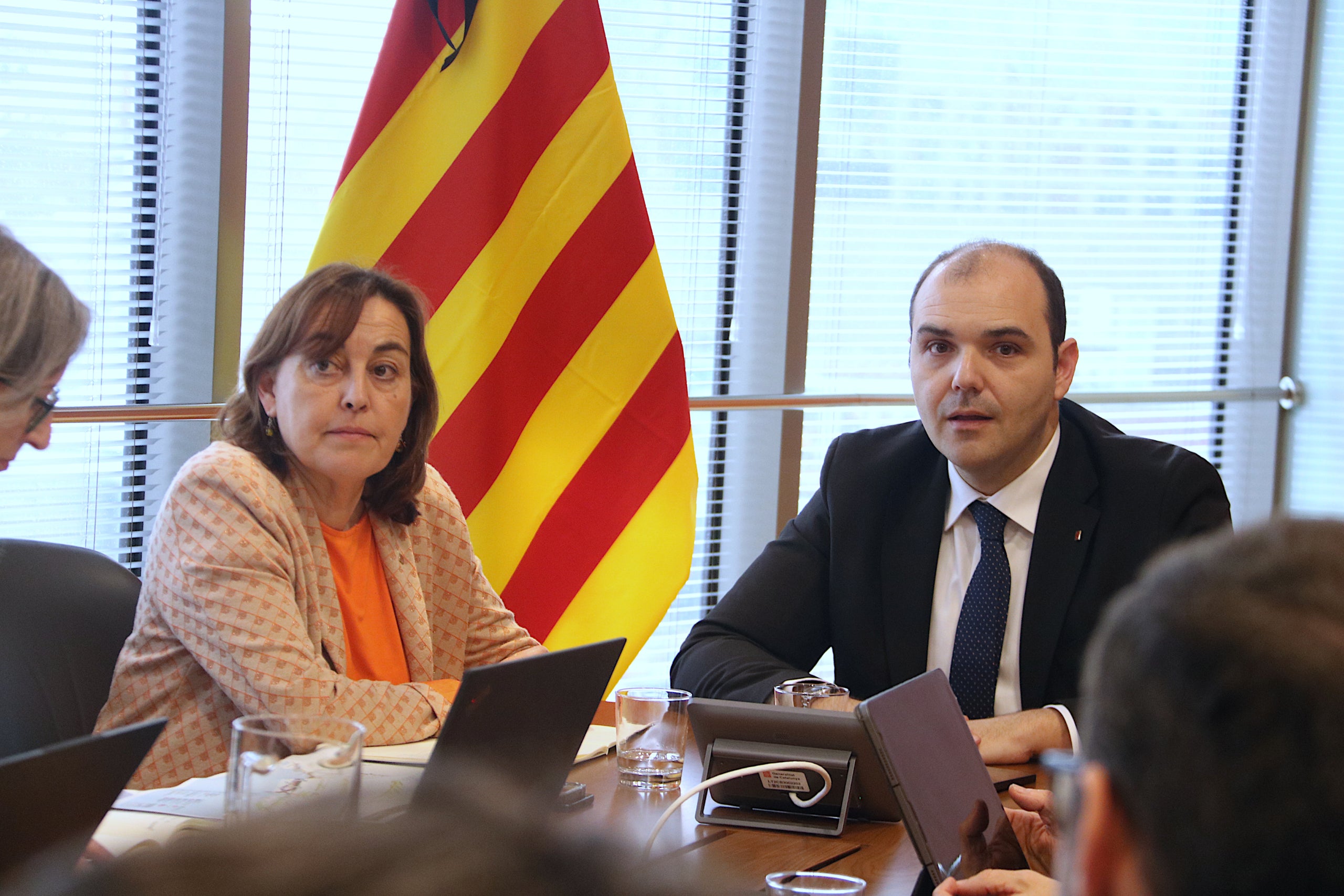 La consejera de Territorio, Sílvia Paneque, y el consejero de Presidencia, Albert Dalmau, durante la reunión / ACN