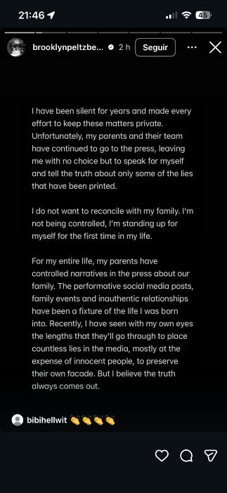 Brooklyn Beckham esclata contra els pares - Instagram