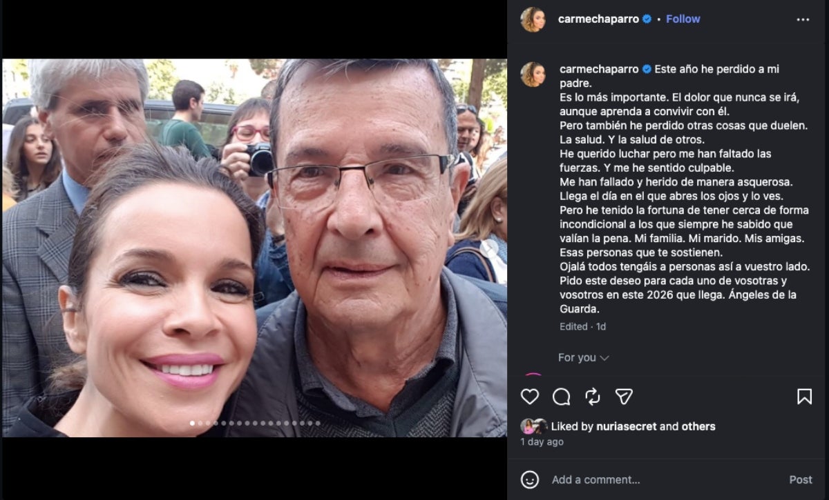 Carme Chaparro comparteix un post molt emotiu per fer balanç del 2025 | Instagram