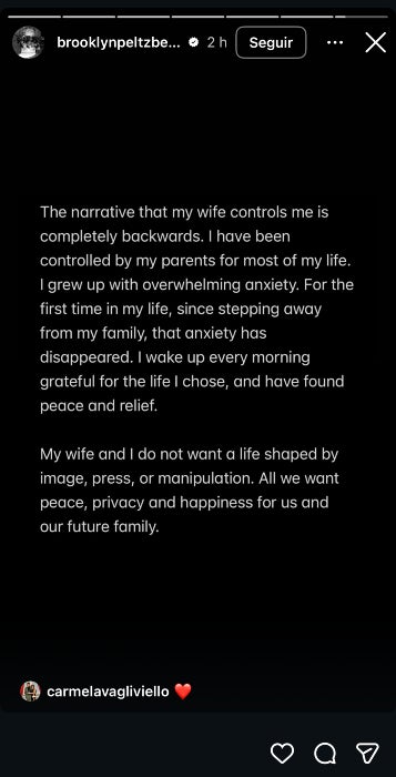 El comunicat de Brooklyn Beckham contra els pares és molt impactant - Instagram