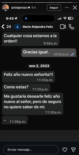 En un dels missatges, la noia li diu que segur que no vol saber res d'ella - Instagram