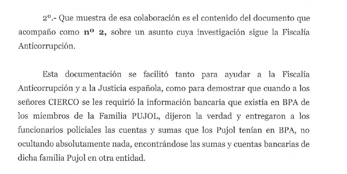 Part de l'escrit lliurat al fiscal general de l'Estat on la BPA reconeix haver lliurat la documentació fora de camins processals/QS