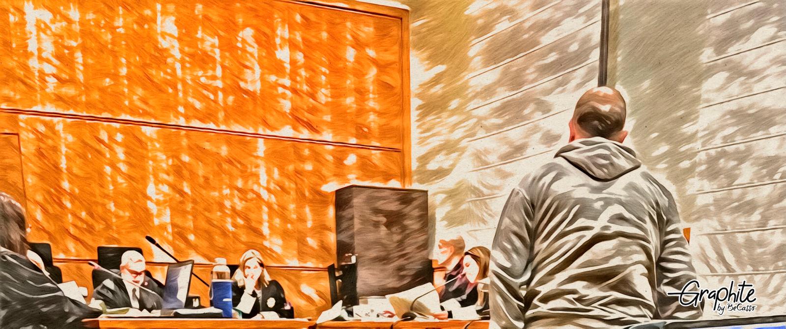 Una imatge de la vista quan declarava el company del policia acusat/QS/Graphite