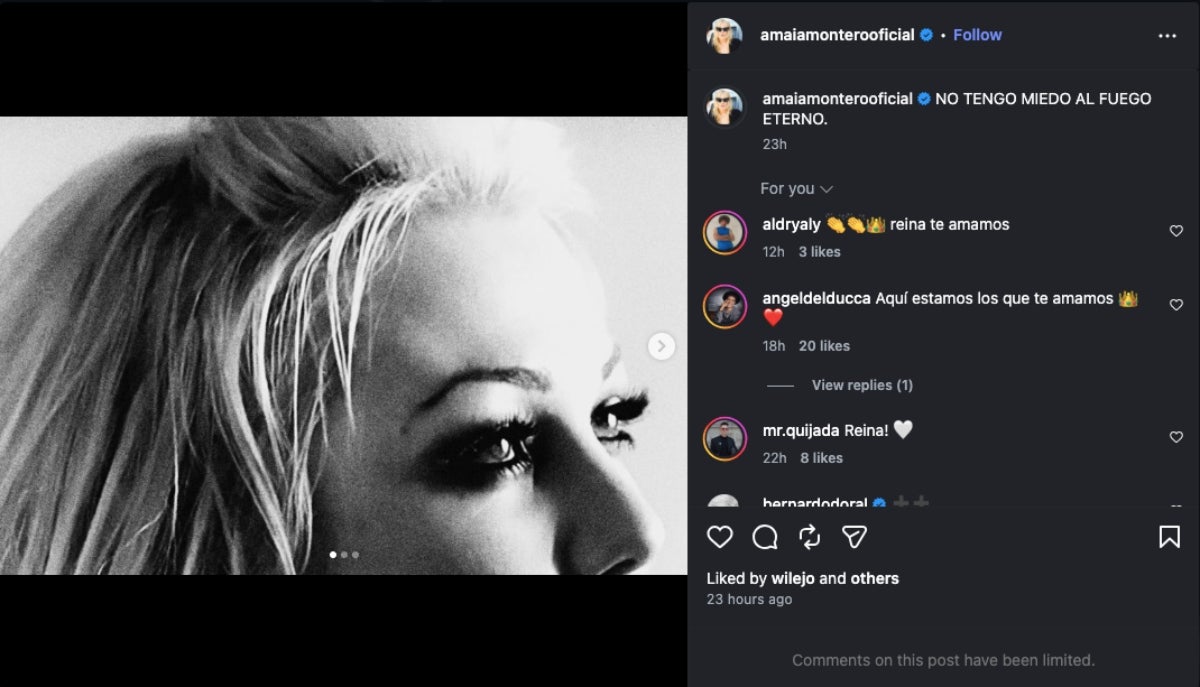 La resposta d'Amaia Montero després de les crítiques que ha rebut per un vídeo assajant amb La Oreja de Van Gogh | Instagram