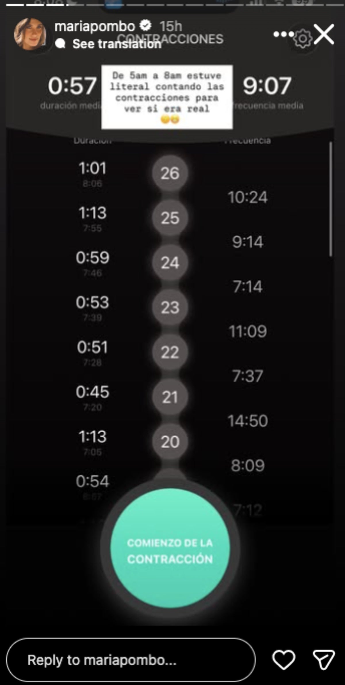 María Pombo revela detalls del seu part | Instagram.