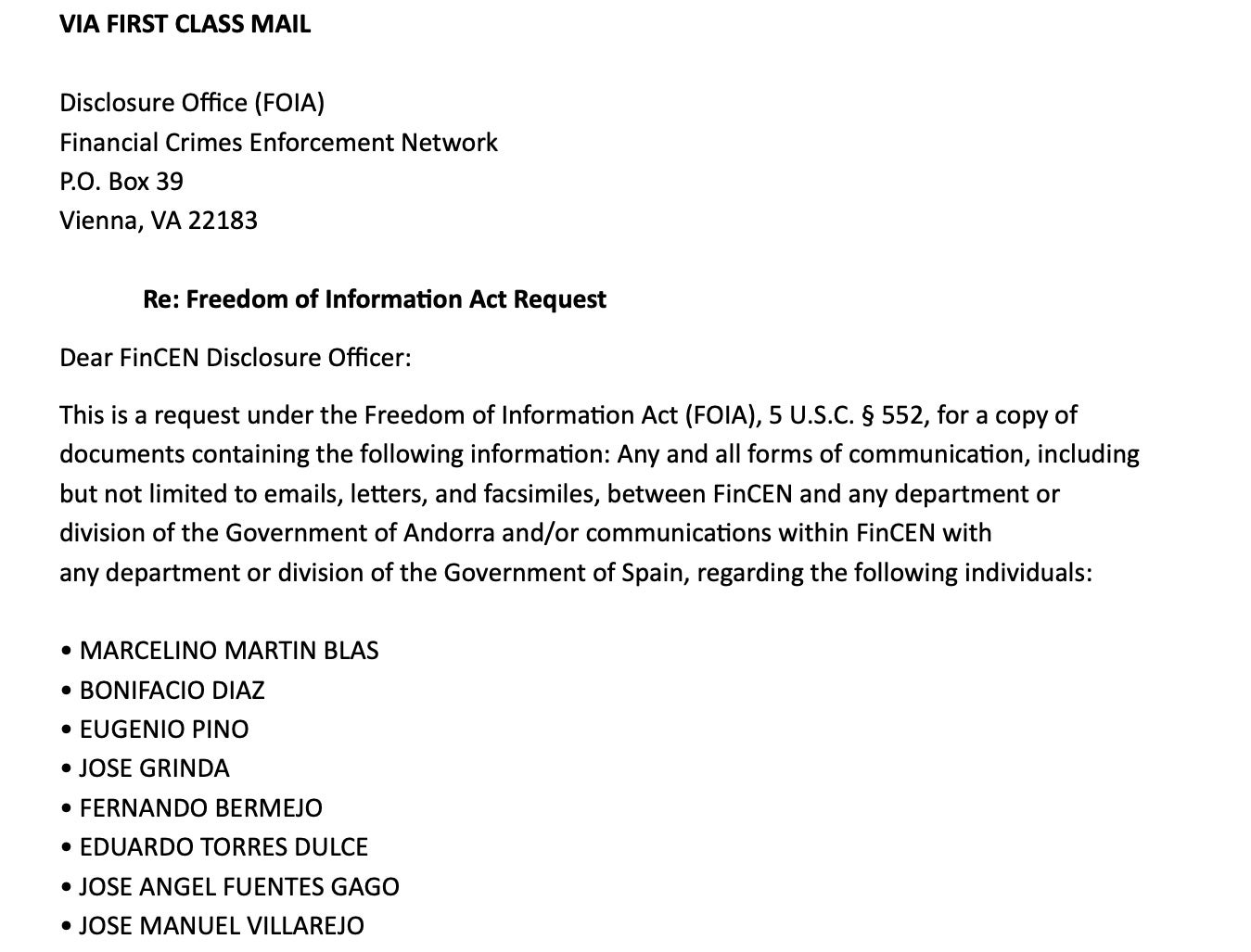 Part de la petició de desclassificació dels documents dels EUA sobre la intervenció a la BPA/QS