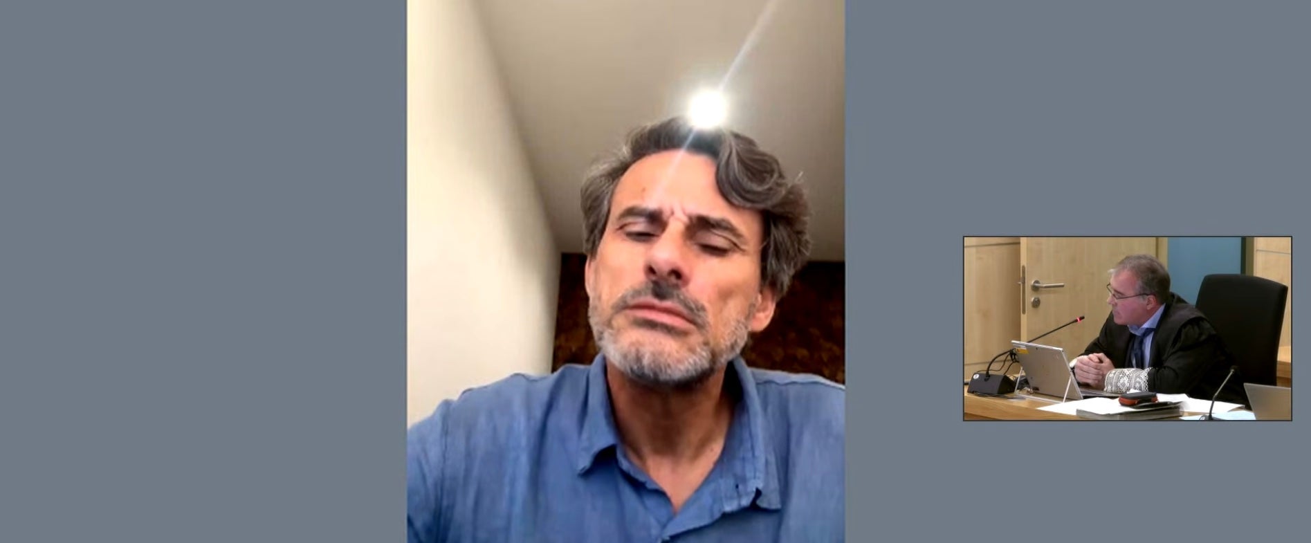 Javier Puerta, en un momento de su testimonio que provocó una crisis en la vista oral