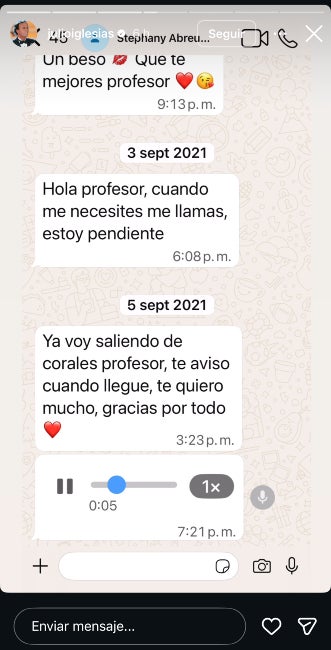 També ha mostrat com parlava amb ell en àudio de manera tendra - Instagram