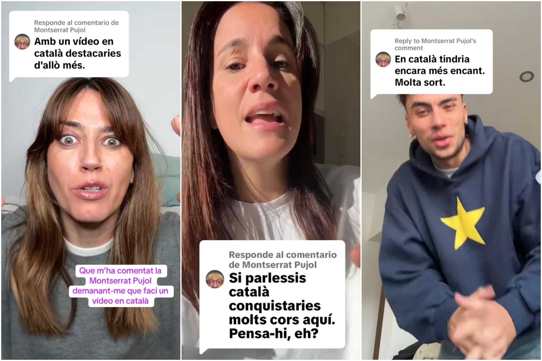 Captures dels vídeos que influenciadors han dedicat a la Montserrat / TikTok