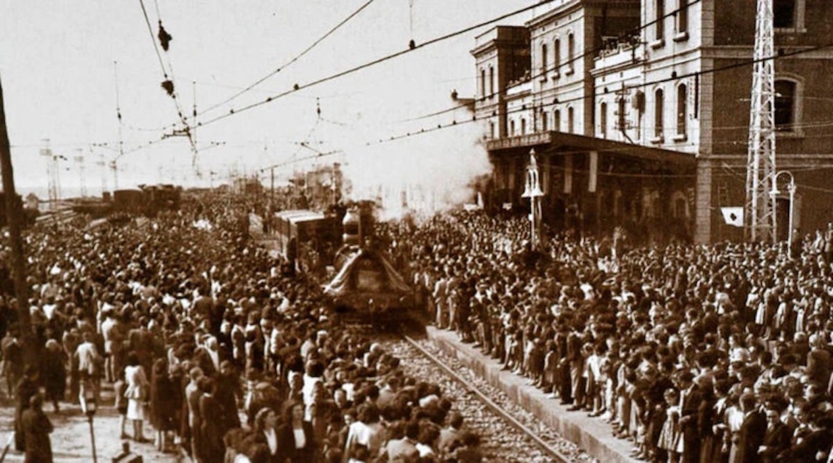 Una imatge de l'arribada del tren de Mataró /Centre Històric Miquel Biada