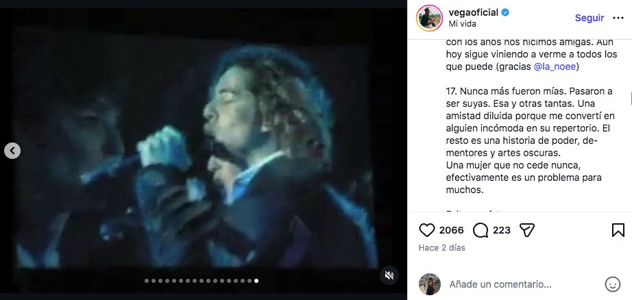 Vega carrega directament contra David Bisbal - Instagram