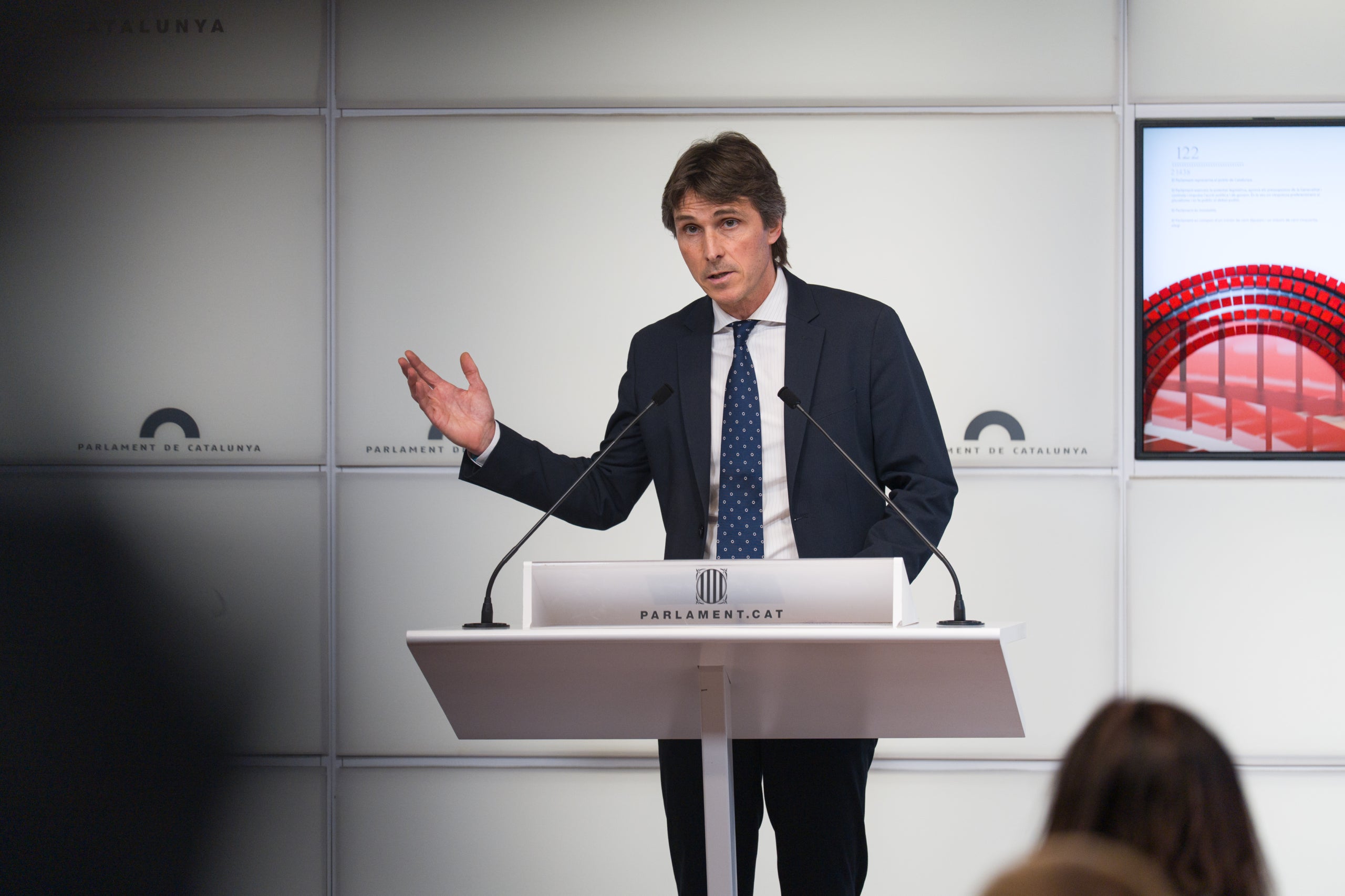 El portaveu del grup de Junts, Salvador Vergés, en roda de premsa / Marc Font (ACN)