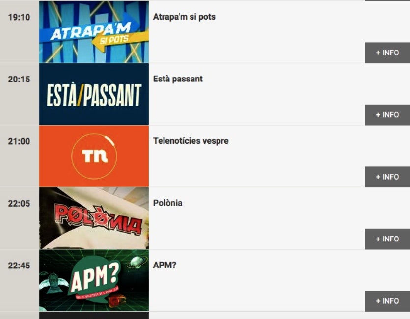 Así queda la parrilla de TV3 para este miércoles