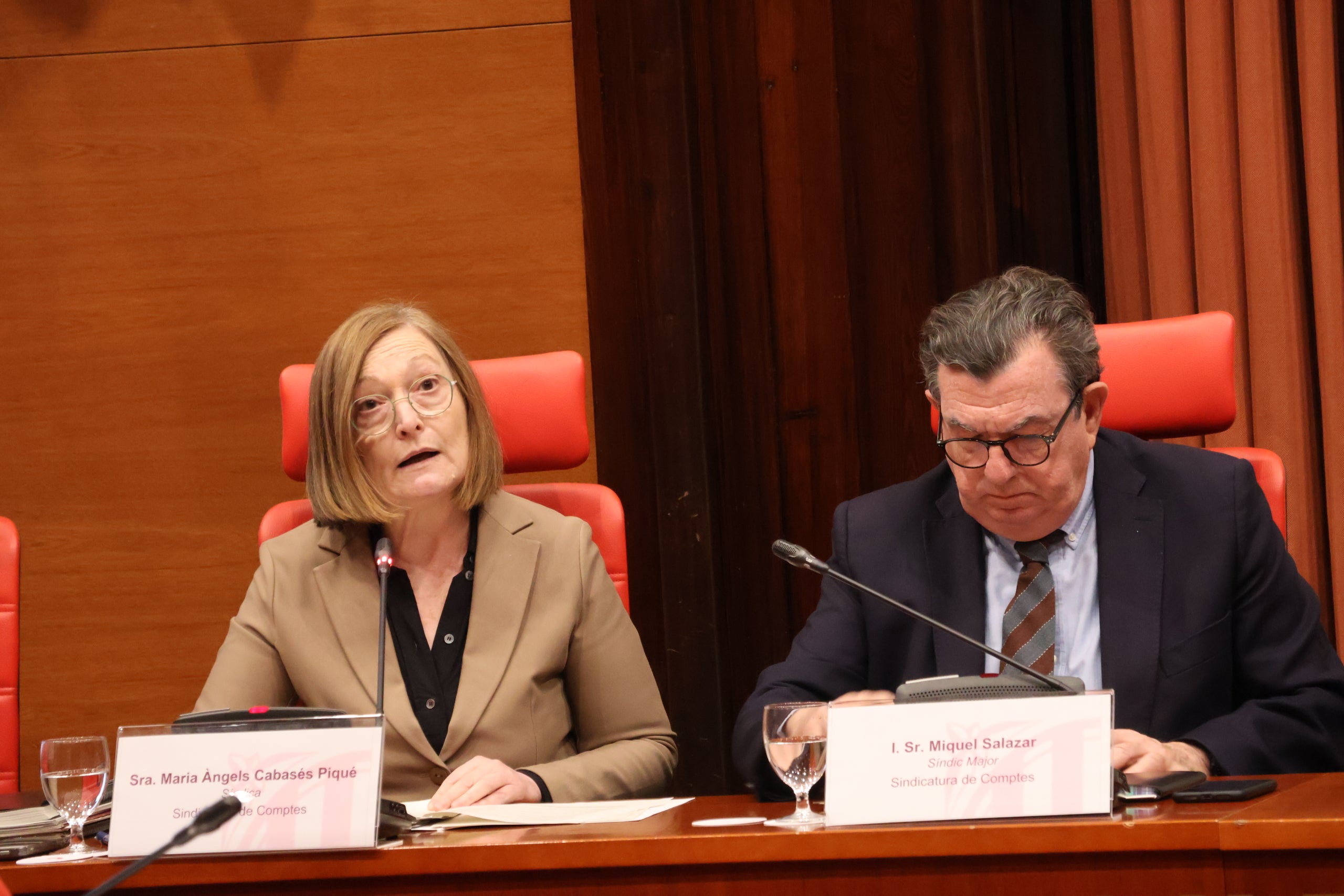 Maria Àngels Cabasés i Miquel Salazar, de la Sindicatura de Comptes a la comissió de la DGAIA al Parlament/Parlament