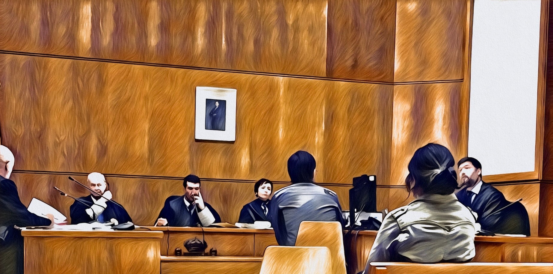 Una imatge del judici d'aquest matí a l'Audiència de Barcelona que jutjava una mossa per falsificar el seu nivell de catalàQS/Graphite