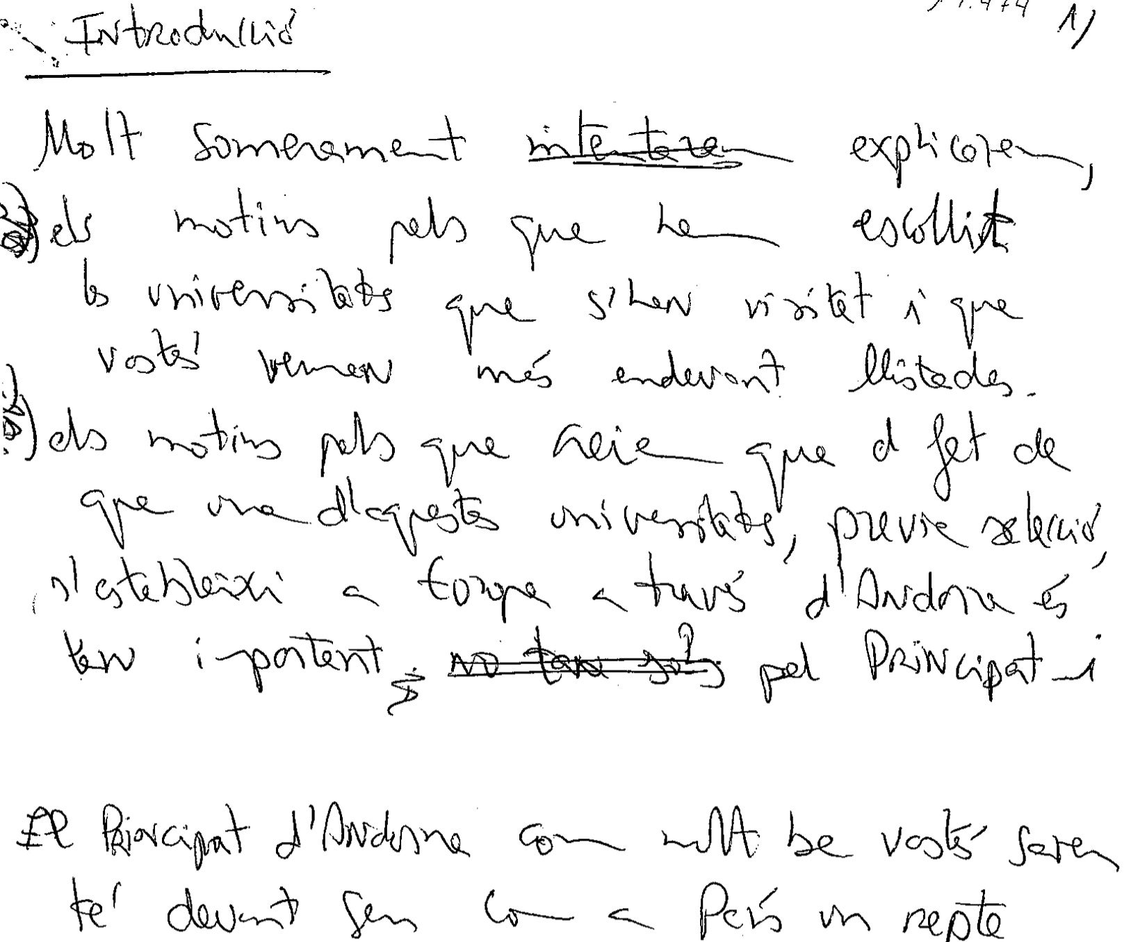 El manuscrit del projecte que va proposar Jordi Pujol Ferrusola i que finalment va impulsar Pasqual Maragall/QS