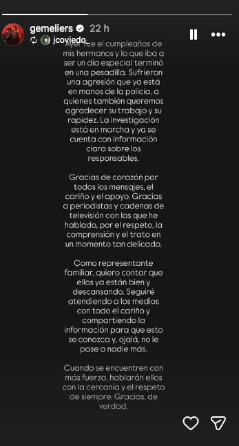 Tots els detalls de l'agressió que han patit els cantants - Instagram