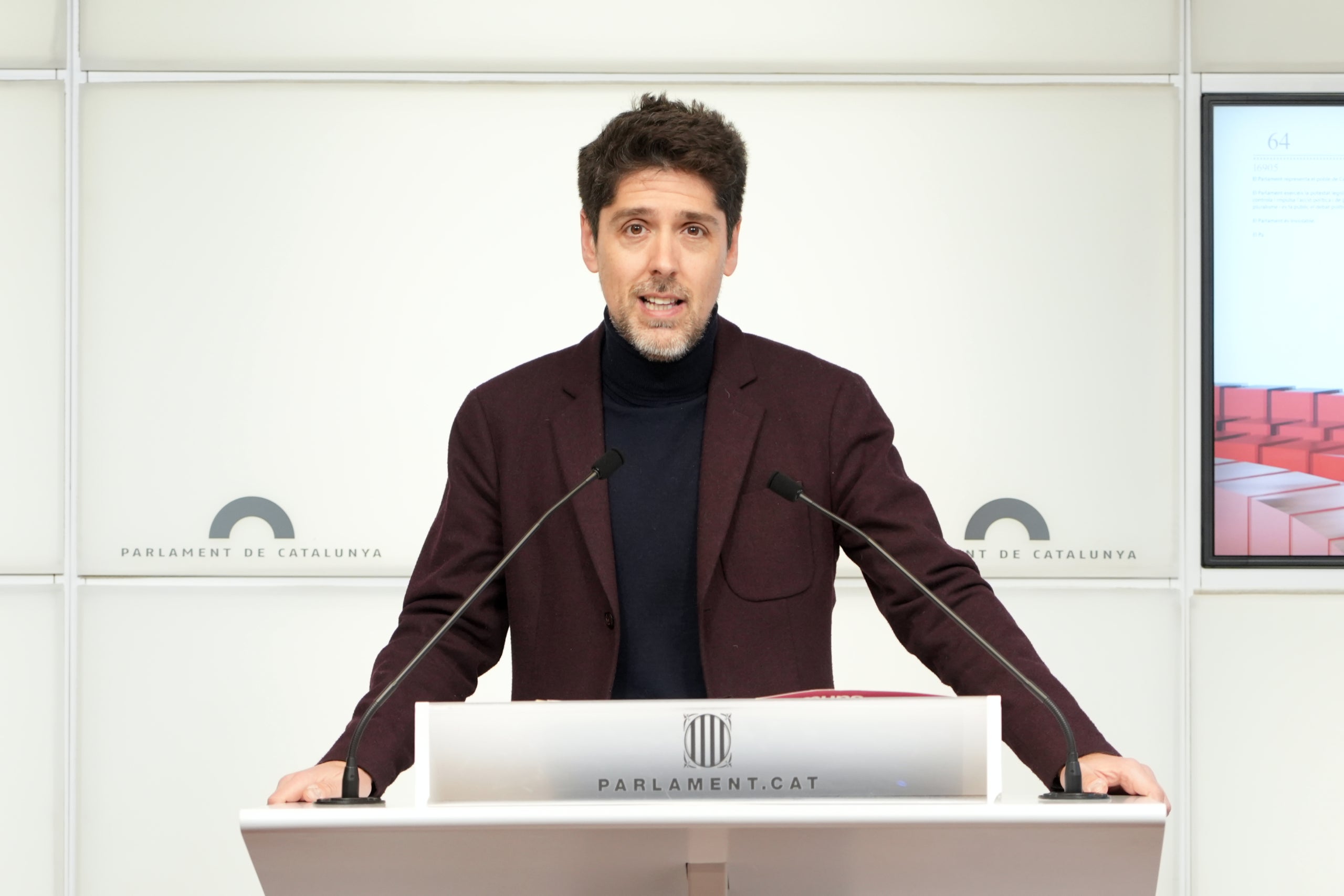 El portaveu dels Comuns al Parlament, David Cid, en una roda de premsa. | Maria Rodriguez Ribalta (ACN)