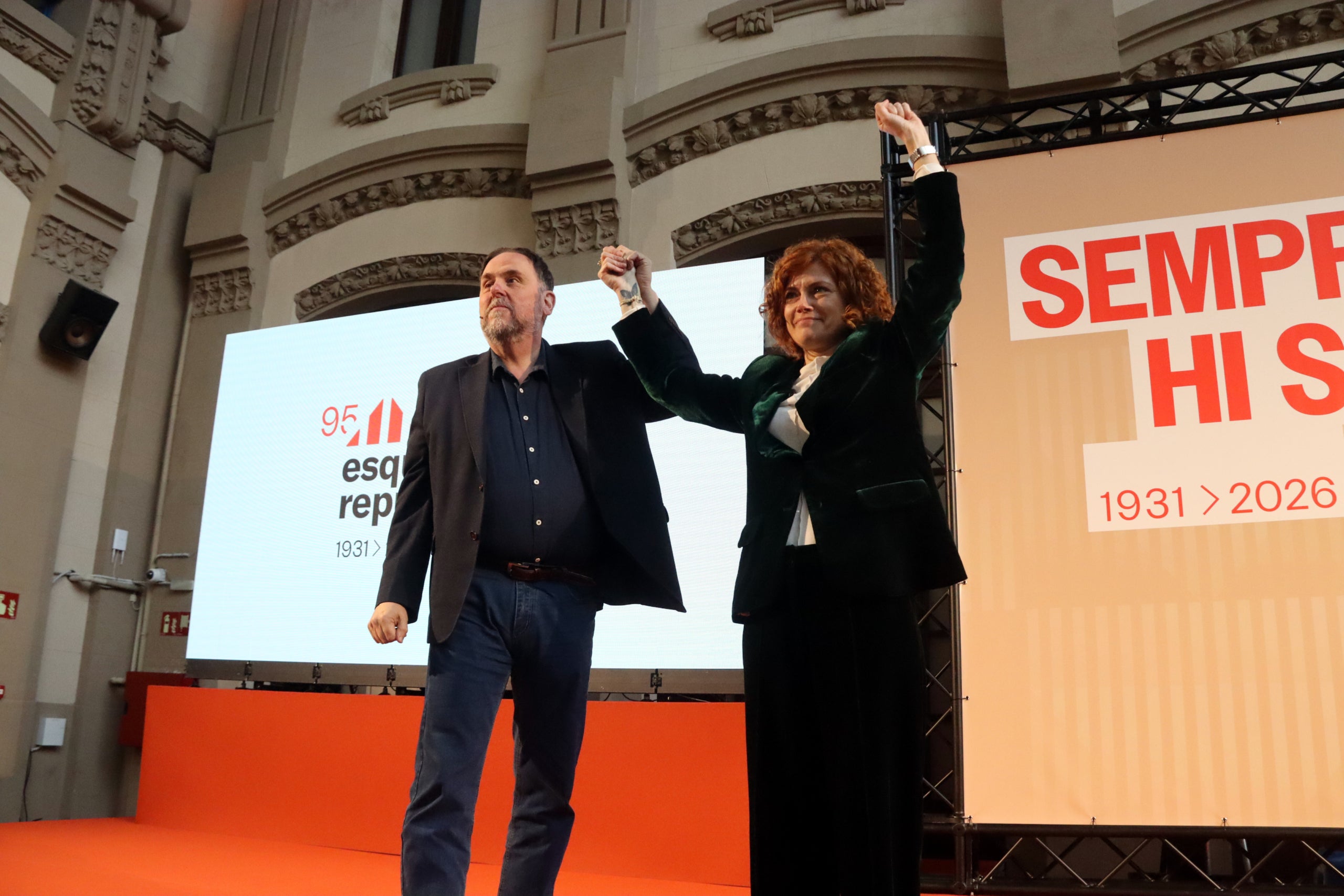 El president d'ERC, Oriol Junqueras, i la secretària general del partit, Elisenda Alamany / ACN