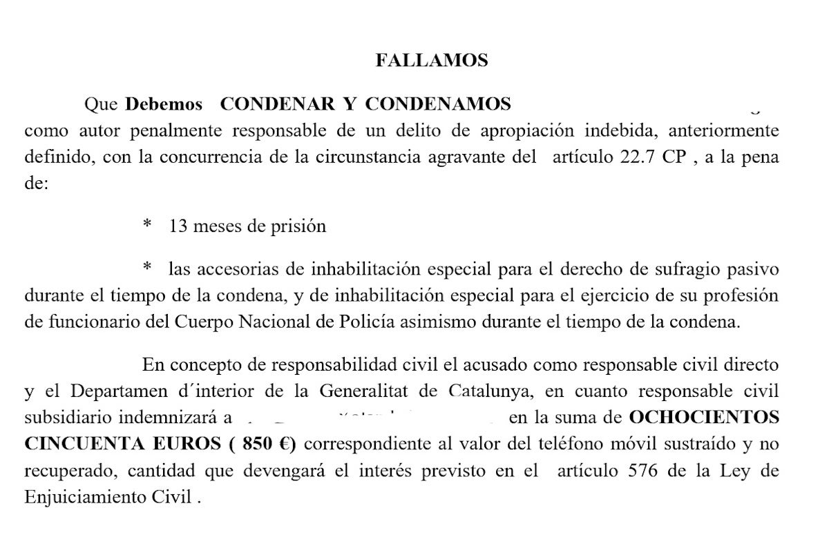 Part dispositiva de la sentència condemnatòria/QS