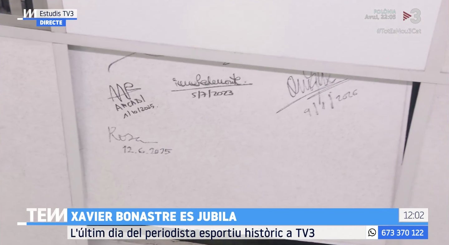 La signatura del Xavier Bonastre se sumarà a la resta de jubilats - TV3