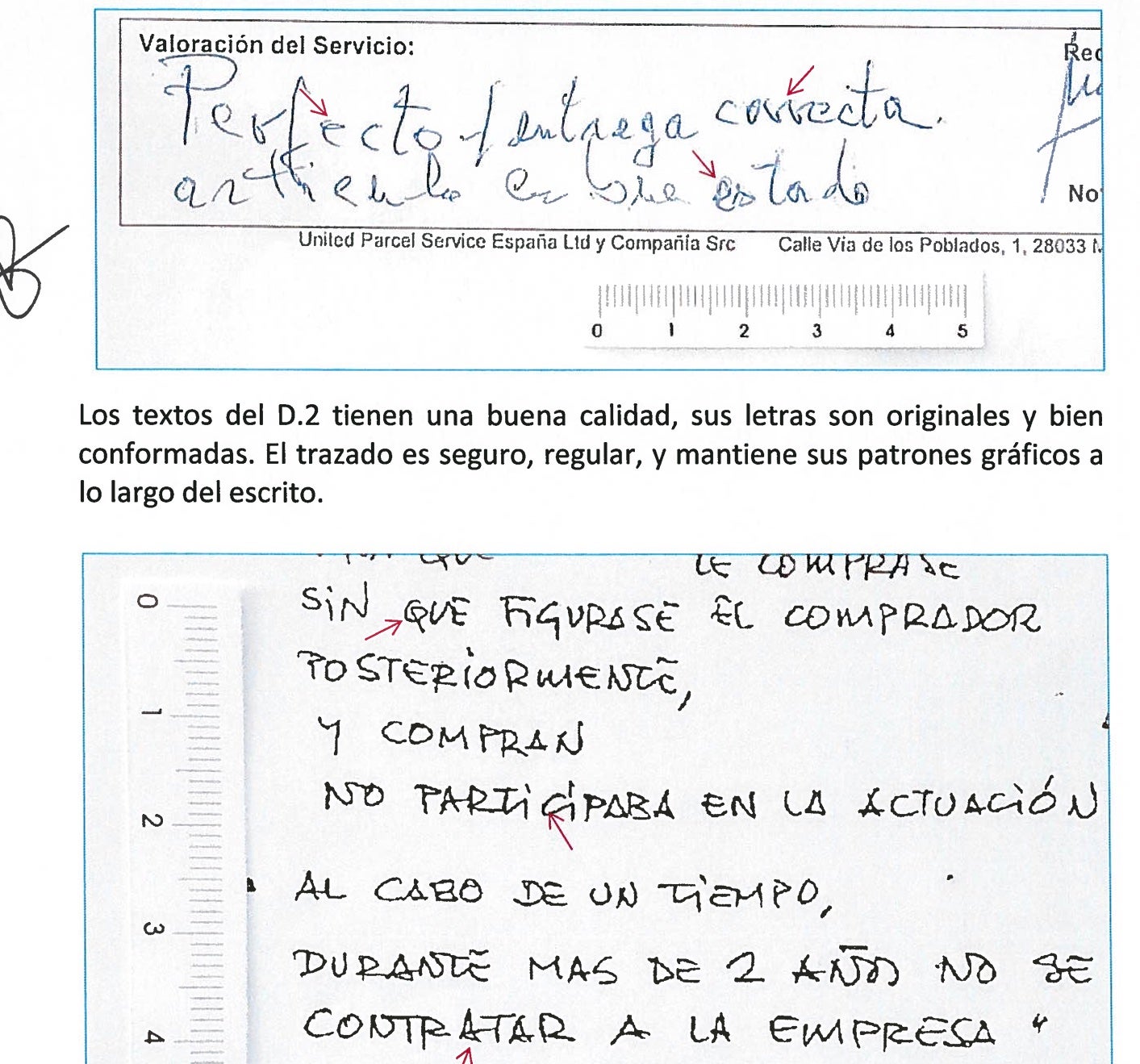 La lletra de la senyora Tejedor recollida pels detectius i la lletra amb què suposadament va escriure el croquis de com havia anat l'operació d'Isolux i la venda dels terrenys/QS