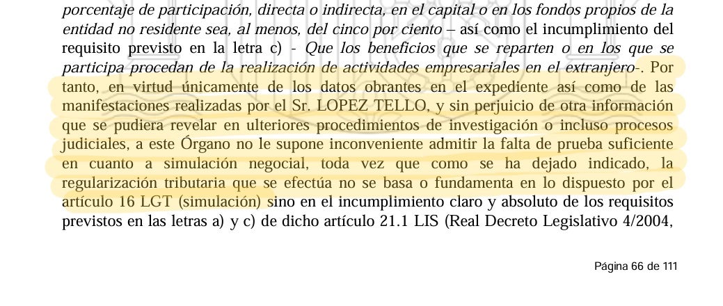 Part de l'acta de correcció on admeten que no hi ha prova per assegurar que els negocis de Jordi Pujol Ferrusola eren una simulació/QS