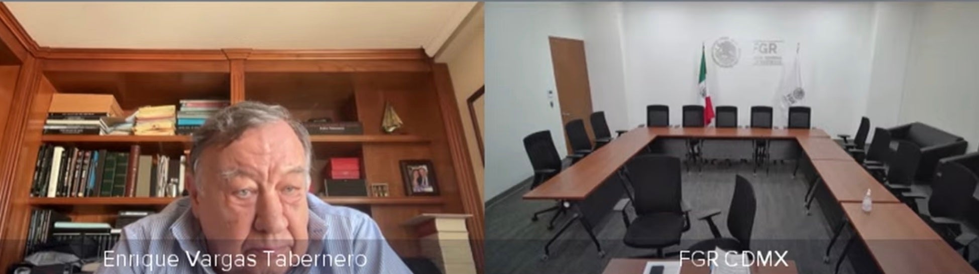 Enrique Vargas Tavernero, en un moment de la seva declaració des de Mèxic amb el control de la fiscalia mexicana