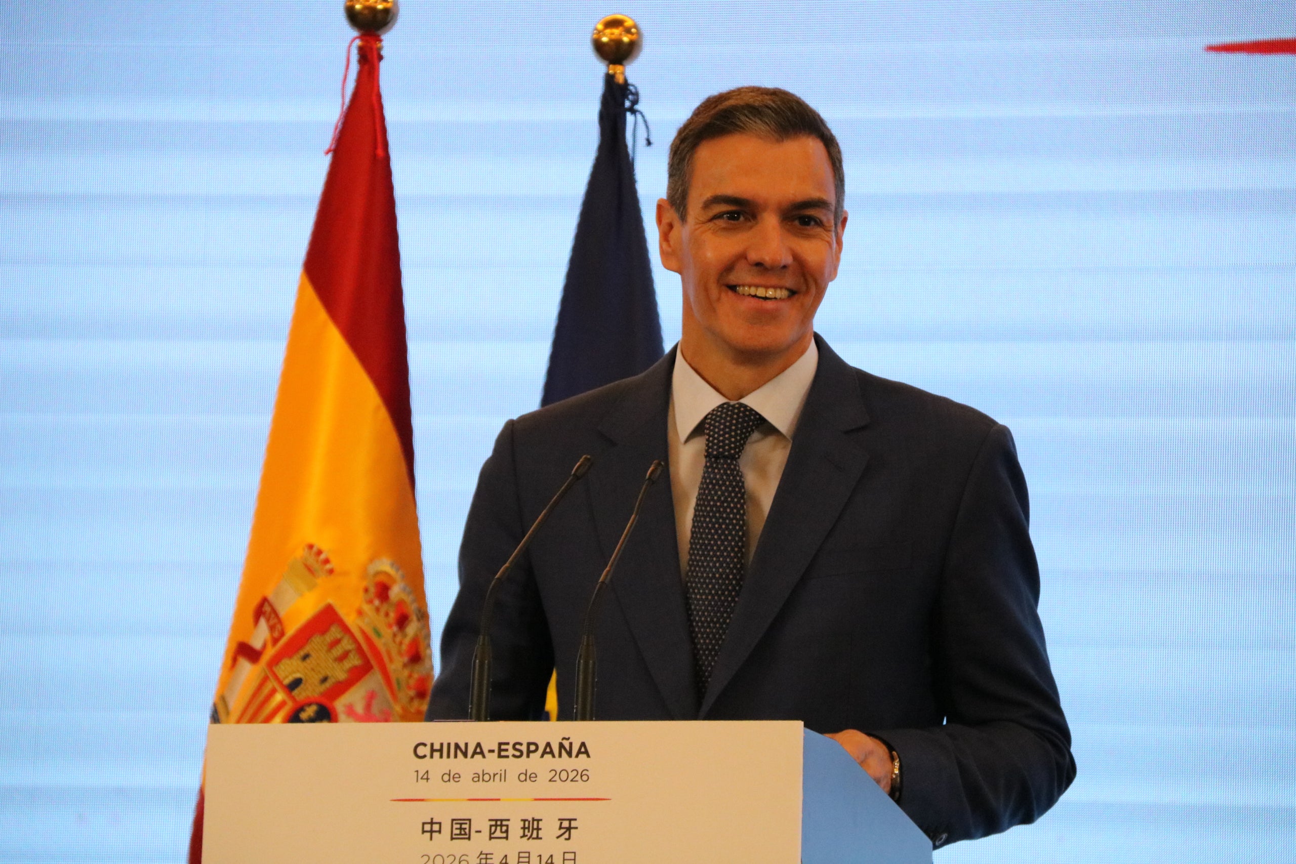 El president espanyol, Pedro Sánchez, en roda de premsa a Pequín | Roger Pi de Cabanyes (ACN)