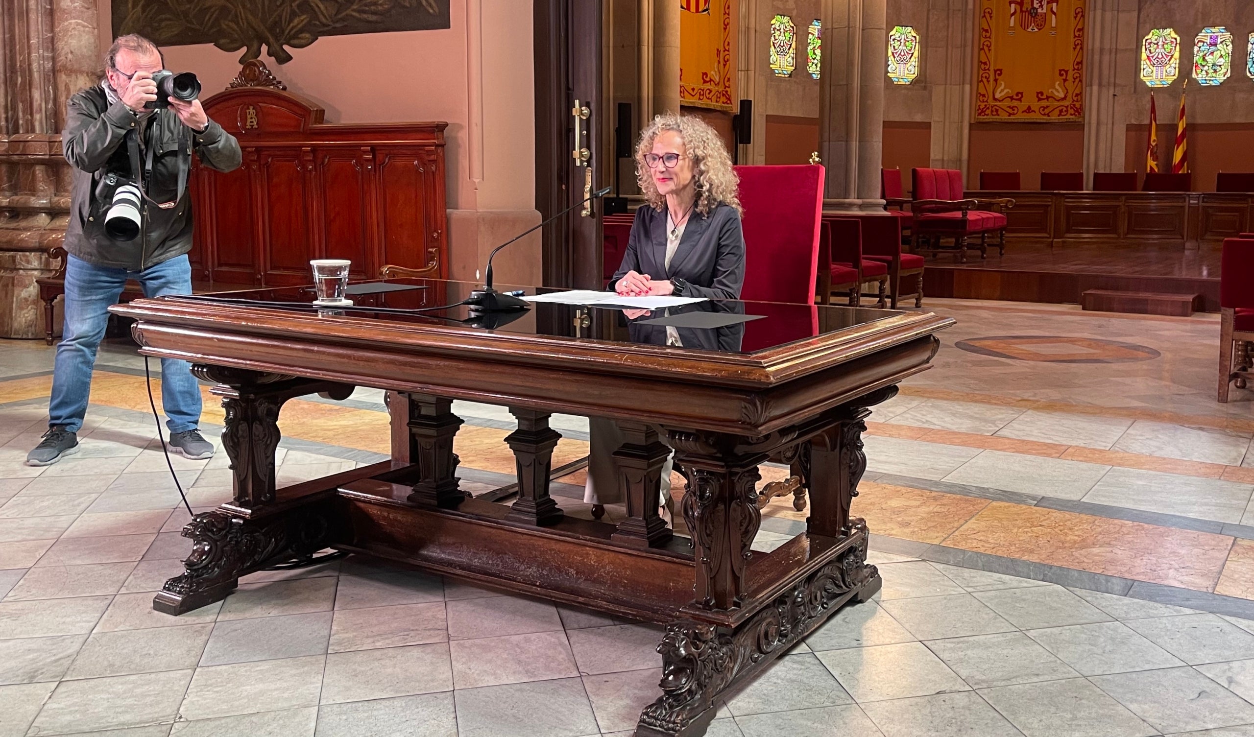 Mercè Caso, presidenta del TJSC, en la roda de premsa/QS