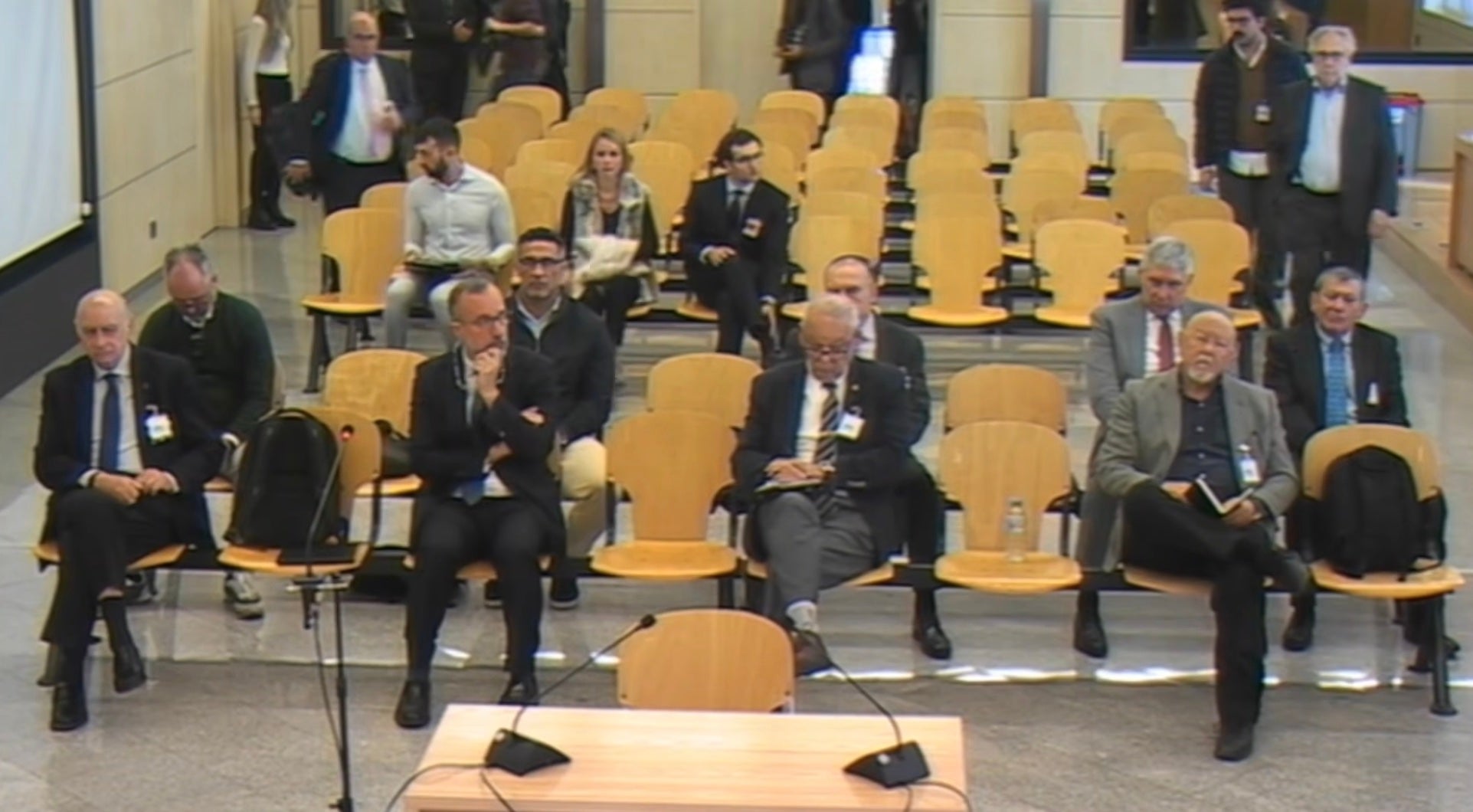 La banqueta dels acusats de l'operació Kitchen, amb Jorge Fernández Díaz, Francisco Martínez, Eugenio Pino i Marcelino Martín Blas