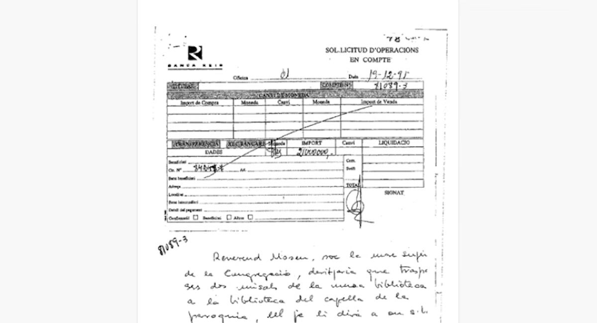 Part del manuscrit de Marta Ferrusola a Banca Reig