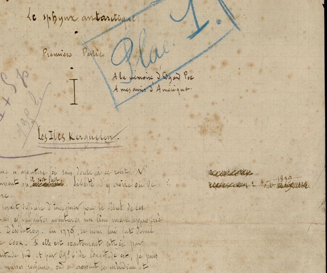 Manuscrit de L'esfinx de glaç que guarda amb cura el Museu de Verne a Dantes/MJV