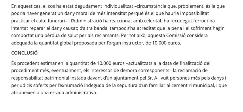 Part dispositiva de la resolució