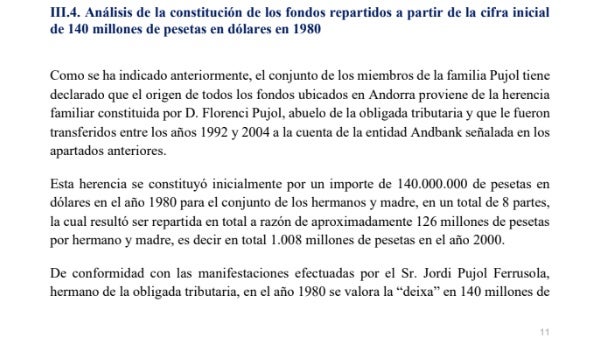 Part de la pericial que detalla el creixement de la Deixa