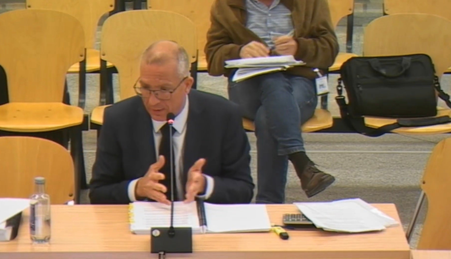 El perit Benedito Torrecilla, en un moment de la seva exposició