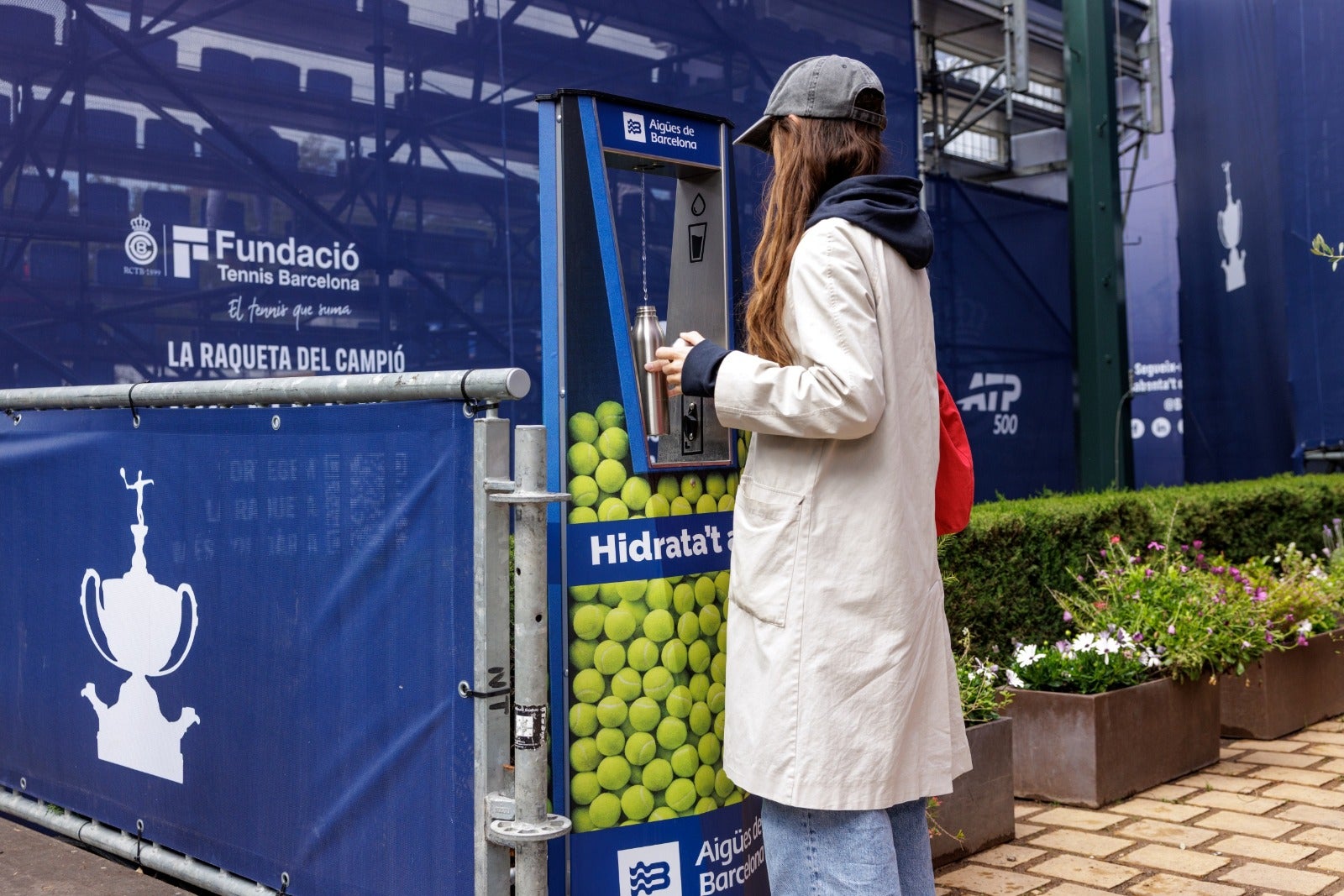Una de les fonts d'aigua instal·lades per Veolia al torneig de tenis Conde de Godó / Cedida