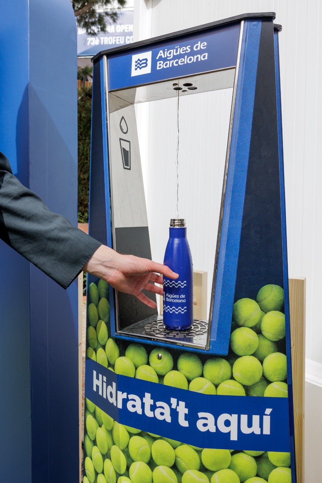 Una de les fonts instal·lades per Aigües de Barcelona, del Grup Veolia, al 73è Trofeu Conde de Godó / Cedida