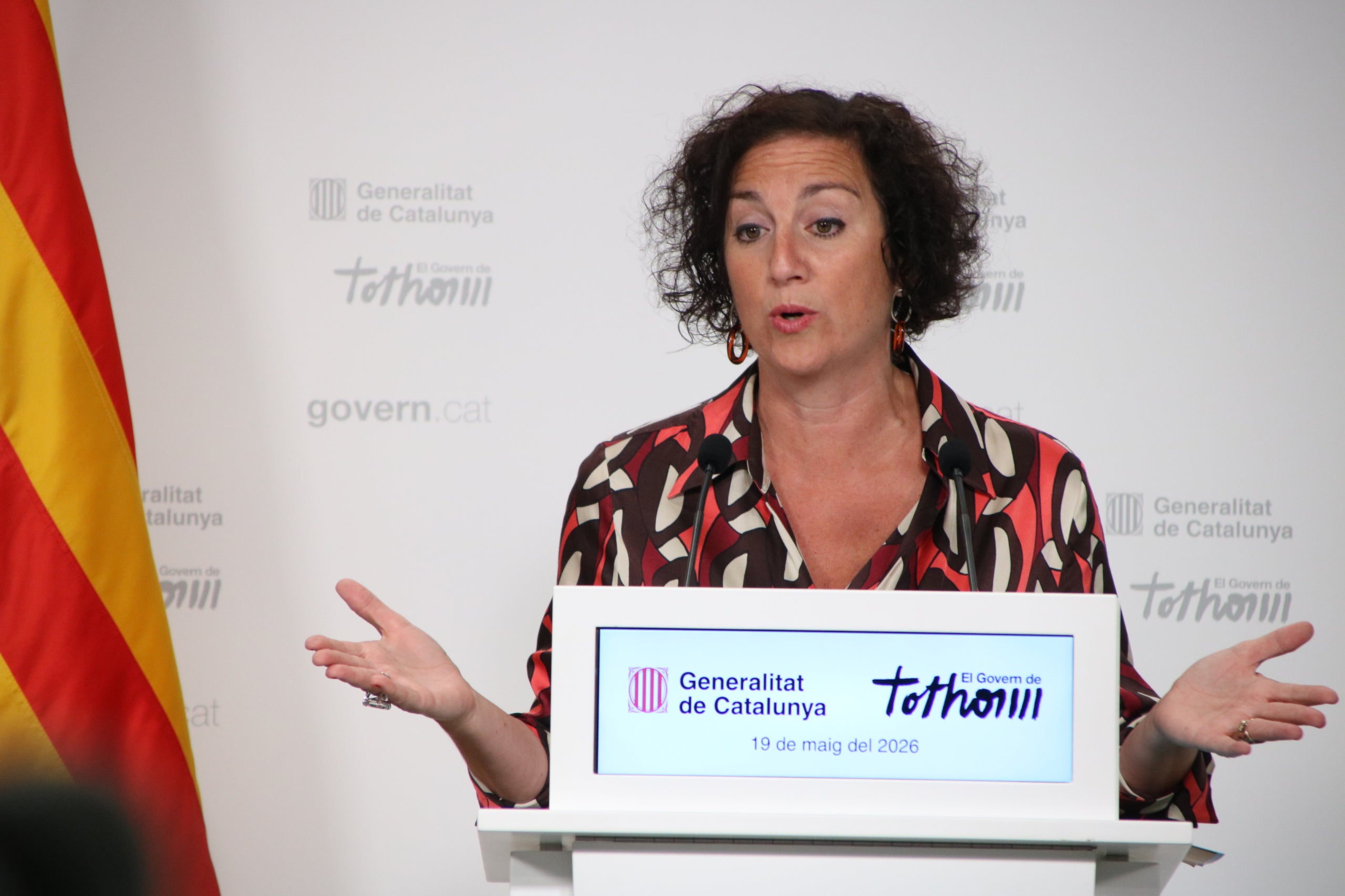 La consellera d'Economia, Alícia Romero, en roda de premsa per l'acord dels pressupostos amb ERC | Sara Soteras (ACN)