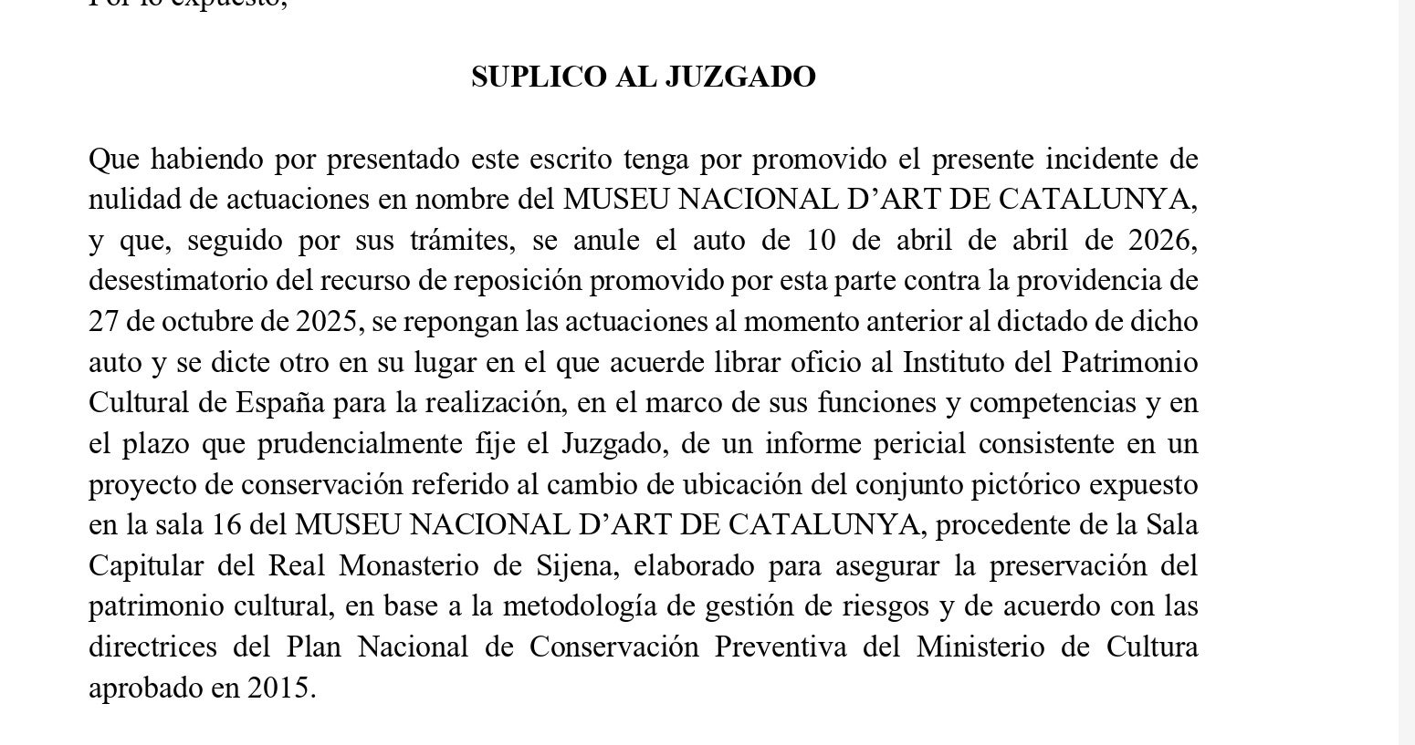 El demano de l'incident de nul·litat