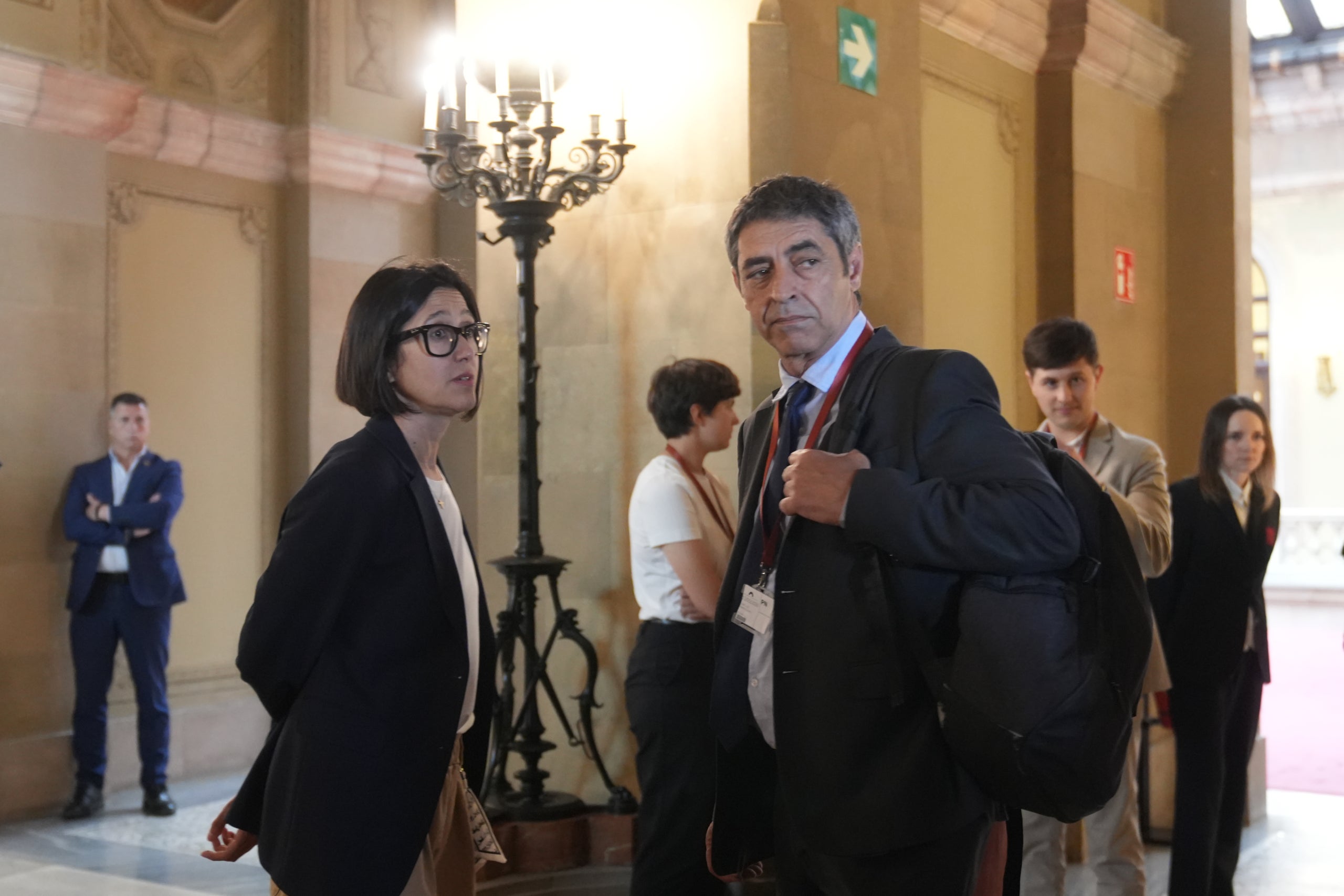 Parlon i Trapero abans d'entrar a la Comissió d'Interior d'aquest dimecres/David Zorrakino