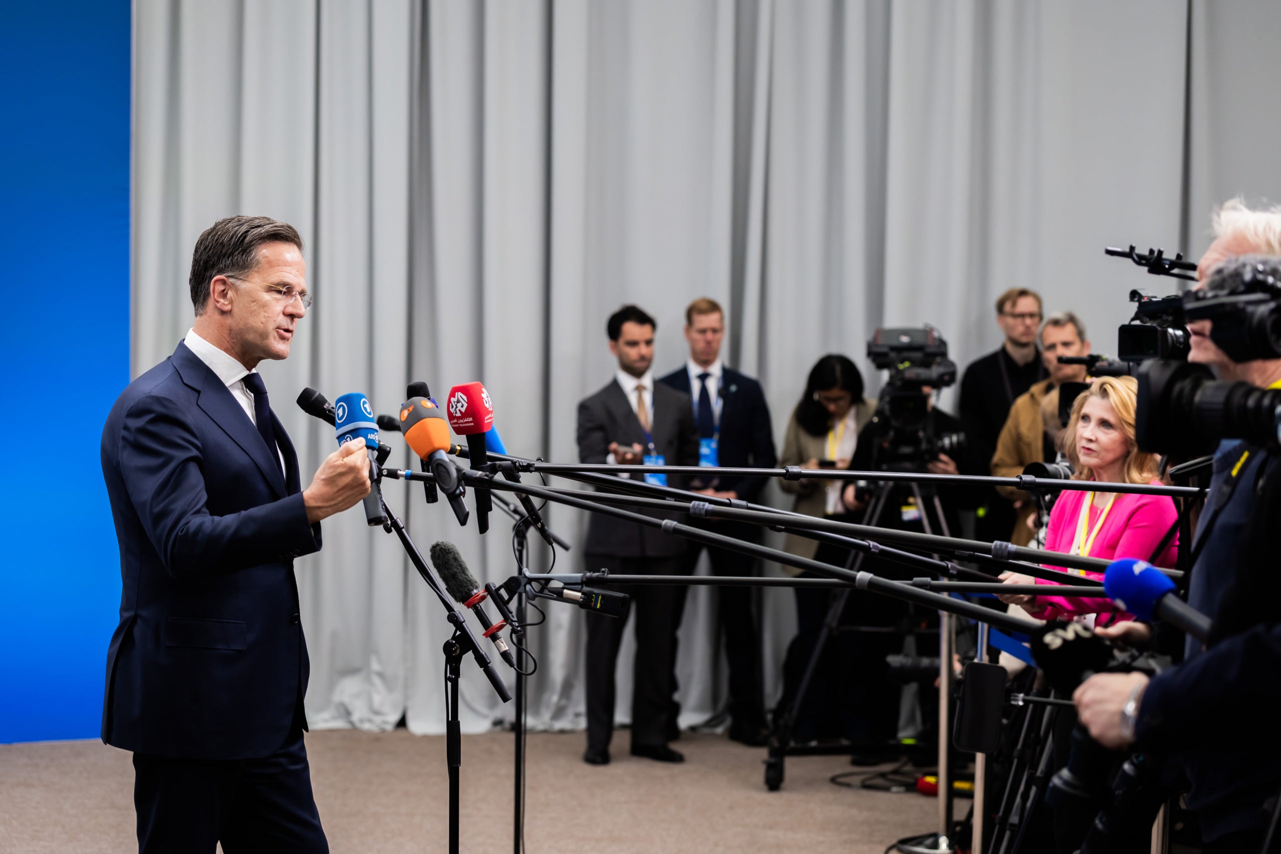 Mark Rutte, Secretari General de l'OTAN, parla a la premsa durant la reunió dels Ministres d'Afers Exteriors de l'OTAN. Christoph Soeder / dpa