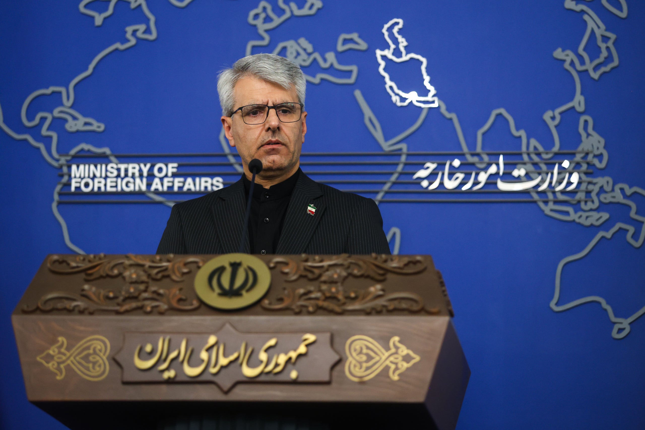 Esmaeil Baghaei, portaveu del Ministeri d'Afers Exteriors vist durant la seva roda de premsa setmanal. Europa Press / Contacto / Foad Ashtari 