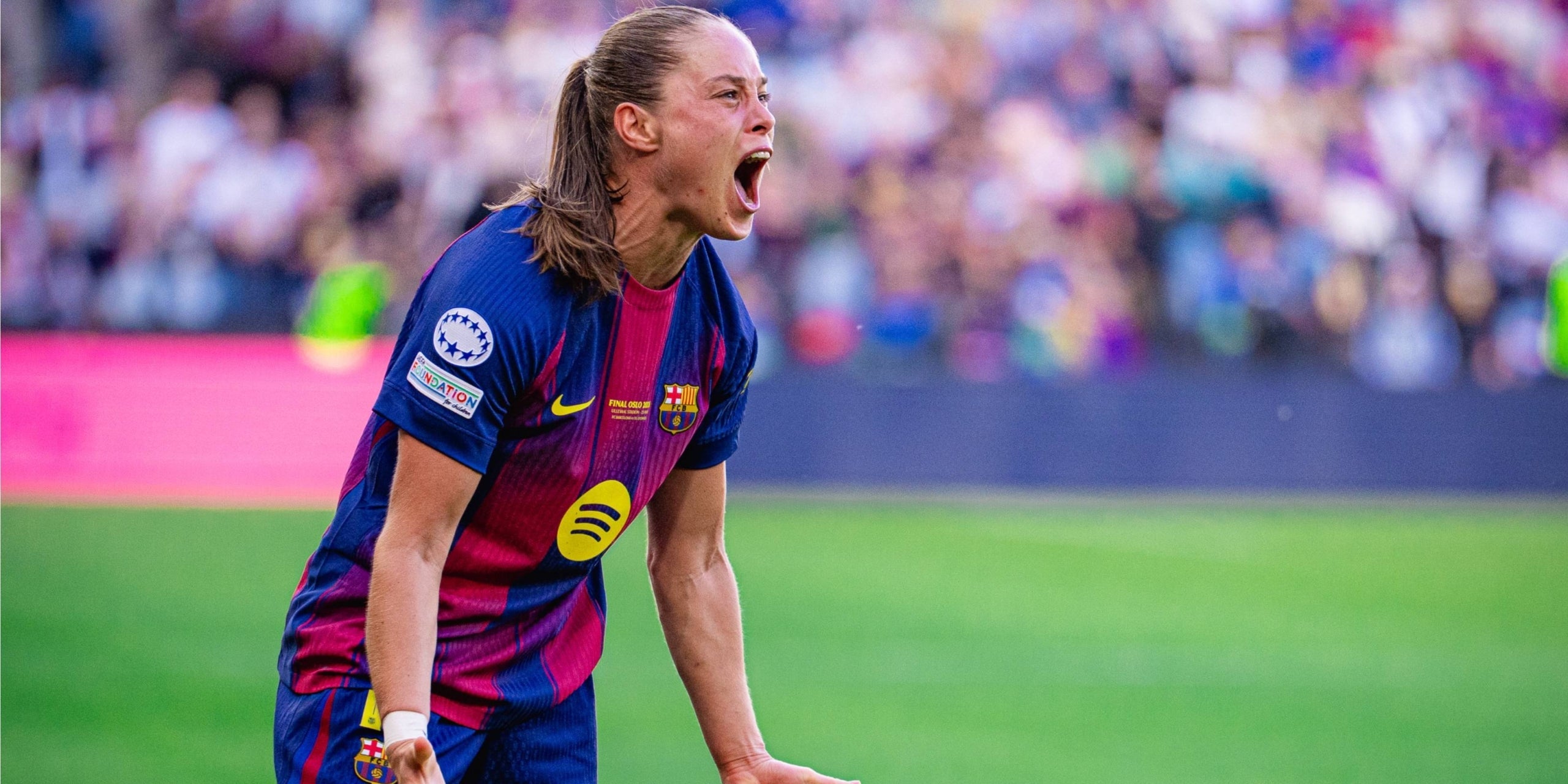 Ewa Pajor, celebrant un dels gols de la final de la Champions | FC Barcelona