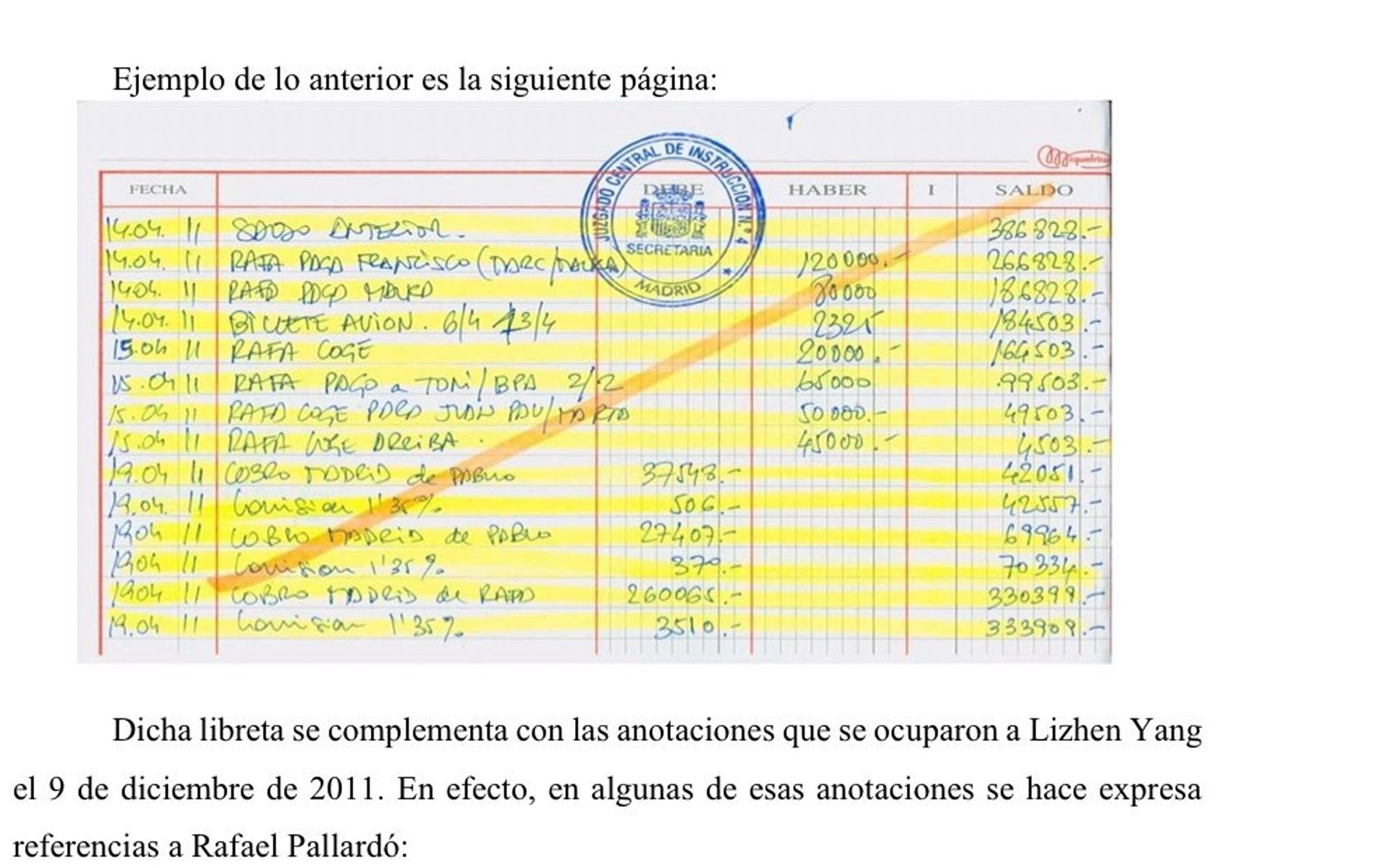 Part de la llibreta de Pallardó que va servir per justificar el judici contra la BPA